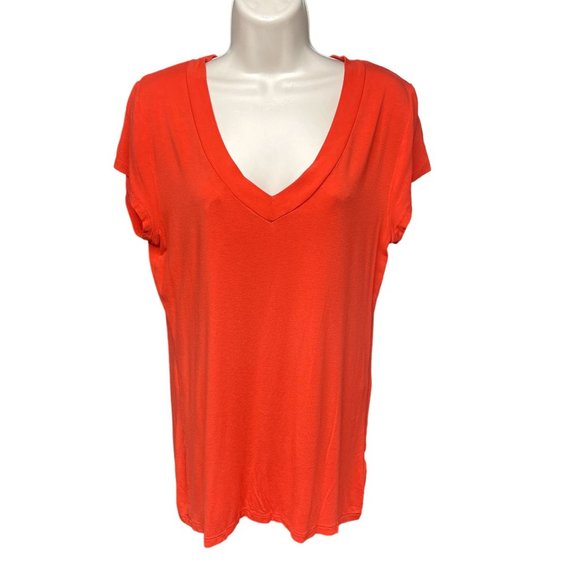 Womens Merona Red T Shirt V Neck Blouse Top Size XL u - Picture 1 of 7